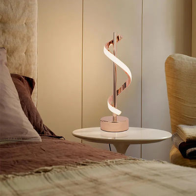 Minimalist Contemporary LED Spiral Table Lamp Rose Gold/Black Aluminum 12W Lamp For Bedroom