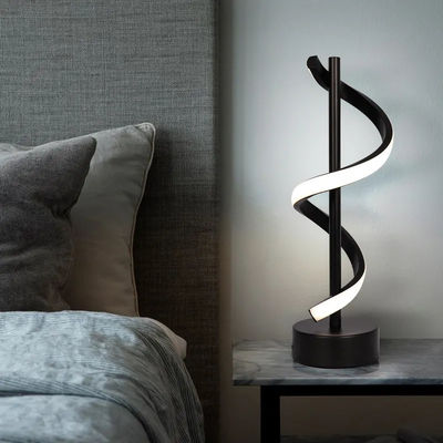 Minimalist Contemporary LED Spiral Table Lamp Rose Gold/Black Aluminum 12W Lamp For Bedroom