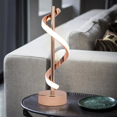 Minimalist Contemporary LED Spiral Table Lamp Rose Gold/Black Aluminum 12W Lamp For Bedroom