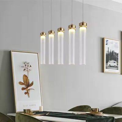 Nordic Simple Cylindrical Striped Glass Restaurant Bedside Bar Decoration Chandelier