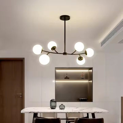 Nordic Creative Simple Guest Restaurant Dining Hall Bar Lamp Magic Beans Large White Glass Ball Pendant Lamp