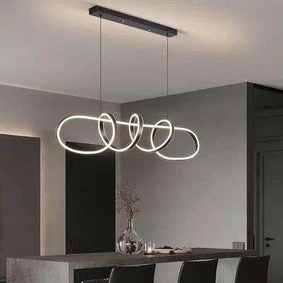 Special Smart Restaurant Nordic Simple Modern Light Luxury Strip Lamp Word Cream Wind Led Bar Chandelier