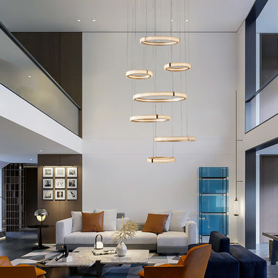Nordic Indoor Villa Big Lighting Chandelier Modern Creative Ring Hollow Rotating Pendant Light