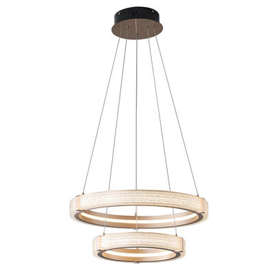 Modern Nordic Crystal Chandelier Creative Double Ring Hanging Chandelier Dimmable 3CCT LED Sand Iron Acrylic Large Room Decoration