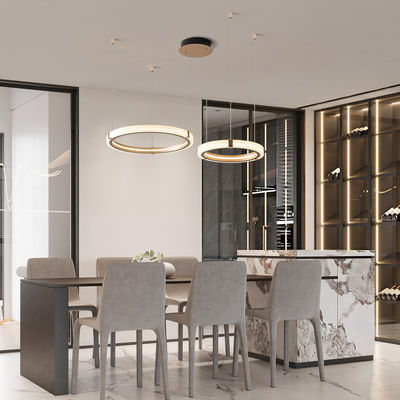Creative Nordic Minimalist Double Ring Dining Room Chandelier Simple Modern Round Chandelier Living Room Bedroom Office