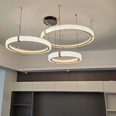 Creative Nordic Minimalist Double Ring Dining Room Chandelier Simple Modern Round Chandelier Living Room Bedroom Office