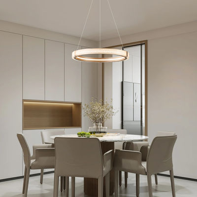 Round Modern Hanging Nordic Chandelier Creative Crystal Sand Iron Acrylic 3CCT Dimmable Led Pendant Lights For Home Decor