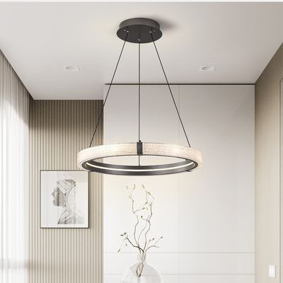 Round Modern Hanging Nordic Chandelier Creative Crystal Sand Iron Acrylic 3CCT Dimmable Led Pendant Lights For Home Decor