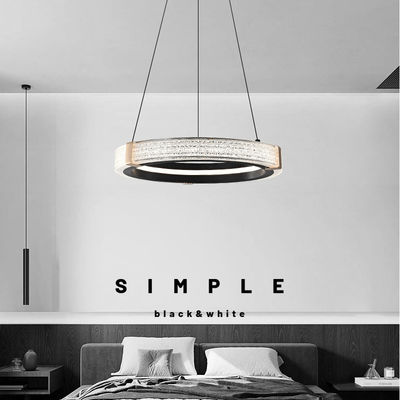 Round Modern Hanging Nordic Chandelier Creative Crystal Sand Iron Acrylic 3CCT Dimmable Led Pendant Lights For Home Decor