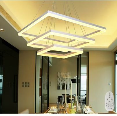 Three Story Square Modern Minimalist Style Dining Room Chandelier Personality Creative Square Family Atmosphere Living Room Light Adjustable Master Bedroom Study Light