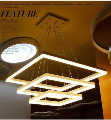 Three Story Square Modern Minimalist Style Dining Room Chandelier Personality Creative Square Family Atmosphere Living Room Light Adjustable Master Bedroom Study Light