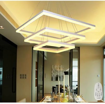 Three Story Square Modern Minimalist Style Dining Room Chandelier Personality Creative Square Family Atmosphere Living Room Light Adjustable Master Bedroom Study Light