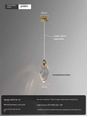 Light Luxury Modern Bedroom Bedside Lamp Living Room Creative High Grade Sense Crystal Pendant Light Simple Restaurant Bar Small Chandelier