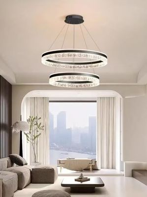 Exquisite Double  Circle Living Room Bedroom LED Interior Chandelier Brilliant Acrylic Hotel Villa Hall Dining Room Chandelier
