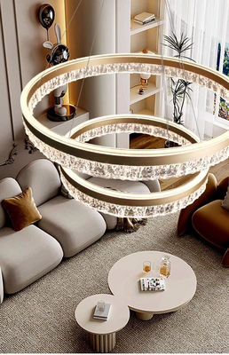 Exquisite Double  Circle Living Room Bedroom LED Interior Chandelier Brilliant Acrylic Hotel Villa Hall Dining Room Chandelier