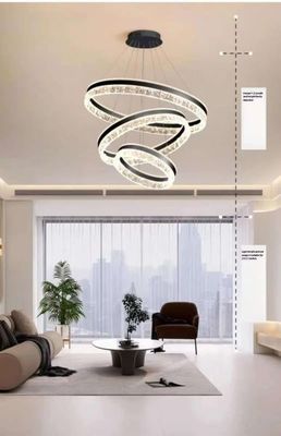 Exquisite Double  Circle Living Room Bedroom LED Interior Chandelier Brilliant Acrylic Hotel Villa Hall Dining Room Chandelier