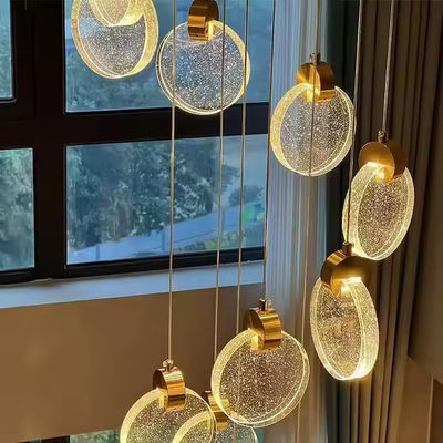 Contemporary Round Crystal Living Room Home Decorative Led Pendant Light For Hotel Living Room Staircase