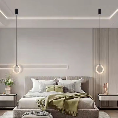 Simple Style Indoor Decoration Pendant Lamp Home Bedroom Bedside Aluminum Gold Black LED Hanging Light