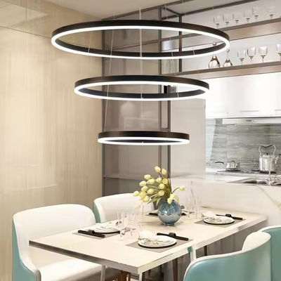 Modern 3 Ring Design Hanging Decorative Ring Acrylic LED Chandelier Light Gold Hotel Lobby Living Room Long Stairwell Chandelier
