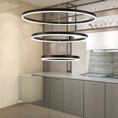 Modern 3 Ring Design Hanging Decorative Ring Acrylic LED Chandelier Light Gold Hotel Lobby Living Room Long Stairwell Chandelier