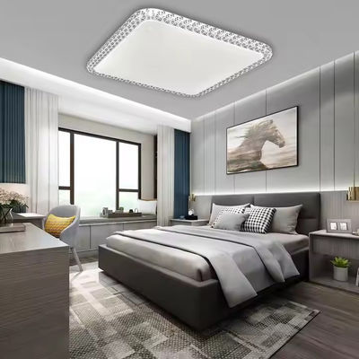 Interior Square Modern Crystal Lamp Fixture Power Adjustable Dimmable Surface Mount Hotel Bedroom Living Room Led Ceiling Light