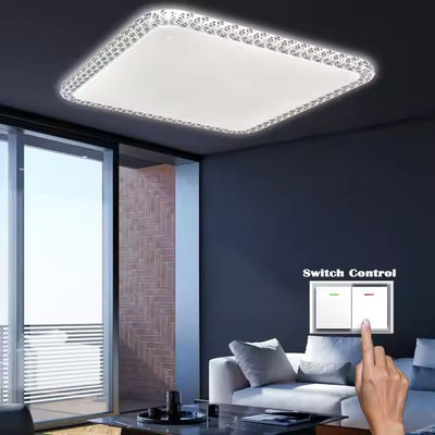Interior Square Modern Crystal Lamp Fixture Power Adjustable Dimmable Surface Mount Hotel Bedroom Living Room Led Ceiling Light
