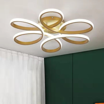 Dimmable Gold Surface Mounted Led Acrylic Ceiling Light Minimalist Creative Ring Hanging Light Flower Shape Modern