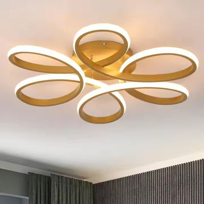 Dimmable Gold Surface Mounted Led Acrylic Ceiling Light Minimalist Creative Ring Hanging Light Flower Shape Modern