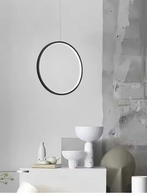 Long Suspension Line Circular Hollow Ring Led Black White Decorative Modern Pendant Light