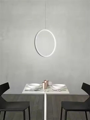 Long Suspension Line Circular Hollow Ring Led Black White Decorative Modern Pendant Light