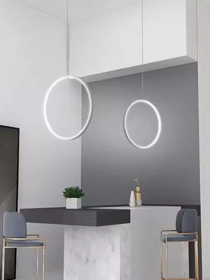 Long Suspension Line Circular Hollow Ring Led Black White Decorative Modern Pendant Light