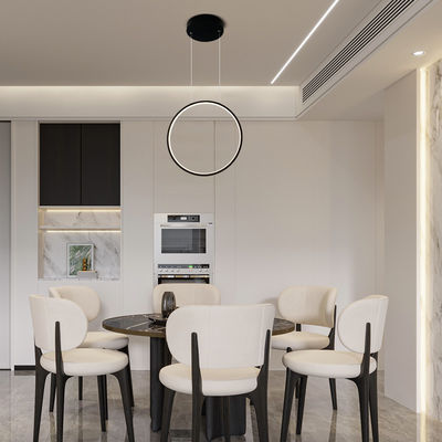 Long Suspension Line Circular Hollow Ring Led Black White Decorative Modern Pendant Light
