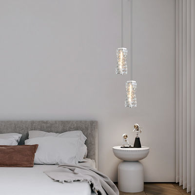 New crystal chandelier bedside lamp light luxury warm bedroom room modern small long hanging line restaurant bar lamp