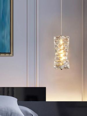 New crystal chandelier bedside lamp light luxury warm bedroom room modern small long hanging line restaurant bar lamp