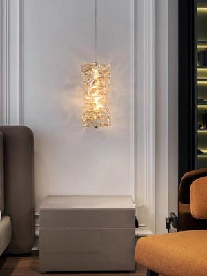 New crystal chandelier bedside lamp light luxury warm bedroom room modern small long hanging line restaurant bar lamp