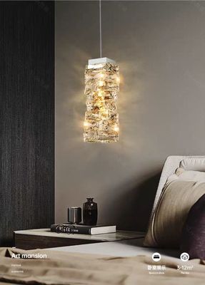 New crystal chandelier bedside lamp light luxury warm bedroom room modern small long hanging line restaurant bar lamp