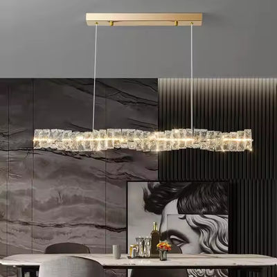 Golden Kitchen Island Pendant Light Nordic LED Rectangle Stainless Steel Hanging Light for Office Restaurant Study Room