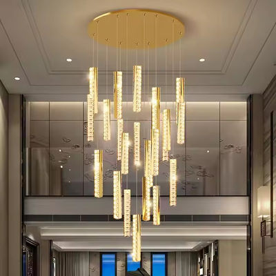 3000K-6500K Color Temperature Crystal Chandelier LED Ring for Modern Hotel Lobby Staircase Villa