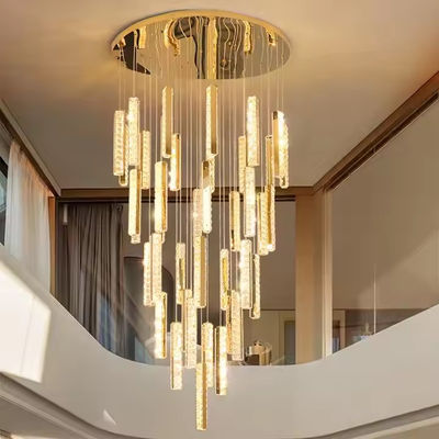 3000K-6500K Color Temperature Crystal Chandelier LED Ring for Modern Hotel Lobby Staircase Villa