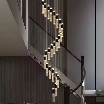 Beautiful Crystal Villa Rotating Staircase Pendant Light Modern Simple Hotel Living Room Duplex Chandelier Led Stair Light