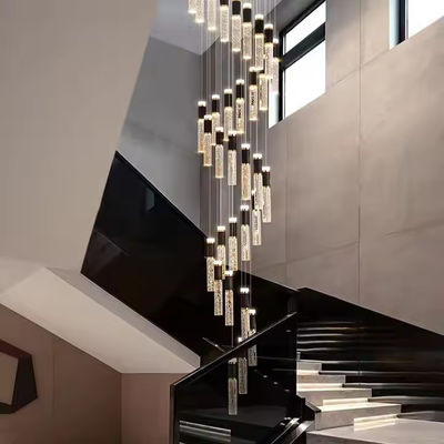 Beautiful Crystal Villa Rotating Staircase Pendant Light Modern Simple Hotel Living Room Duplex Chandelier Led Stair Light