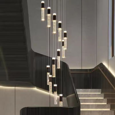 Beautiful Crystal Villa Rotating Staircase Pendant Light Modern Simple Hotel Living Room Duplex Chandelier Led Stair Light