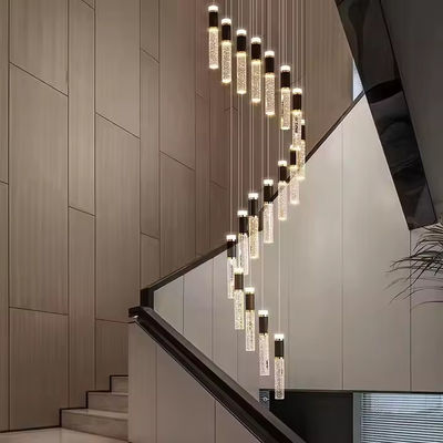 Beautiful Crystal Villa Rotating Staircase Pendant Light Modern Simple Hotel Living Room Duplex Chandelier Led Stair Light