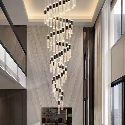 Beautiful Crystal Villa Rotating Staircase Pendant Light Modern Simple Hotel Living Room Duplex Chandelier Led Stair Light