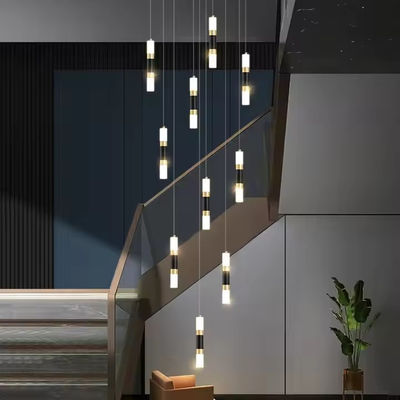 Indoor Living Room Staircase Modern High Ceiling Chandelier with Dimmable Aluminum Acrylic LED Lights