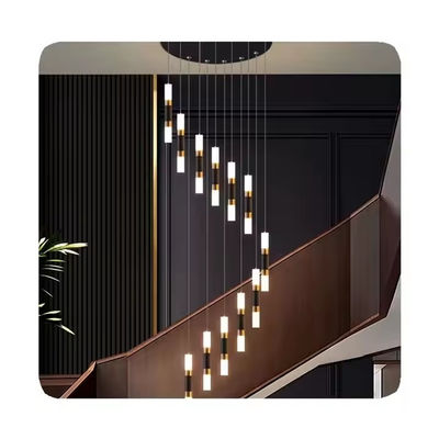 Indoor Living Room Staircase Modern High Ceiling Chandelier with Dimmable Aluminum Acrylic LED Lights