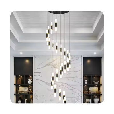 Indoor Living Room Staircase Modern High Ceiling Chandelier with Dimmable Aluminum Acrylic LED Lights