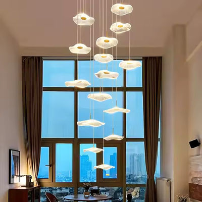 Modern Lotus Leaf Design LED Ceiling Acrylic Light Staircase Luxury Home Decorative Lighting Chandelier