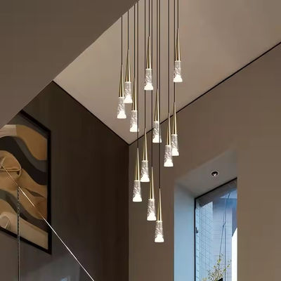 Nordic Light Luxury Silver Mountain Crystal Chandelier for Villa Duplex Stairwell