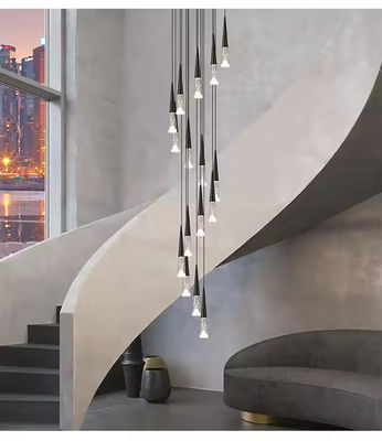 Nordic Light Luxury Silver Mountain Crystal Chandelier for Villa Duplex Stairwell